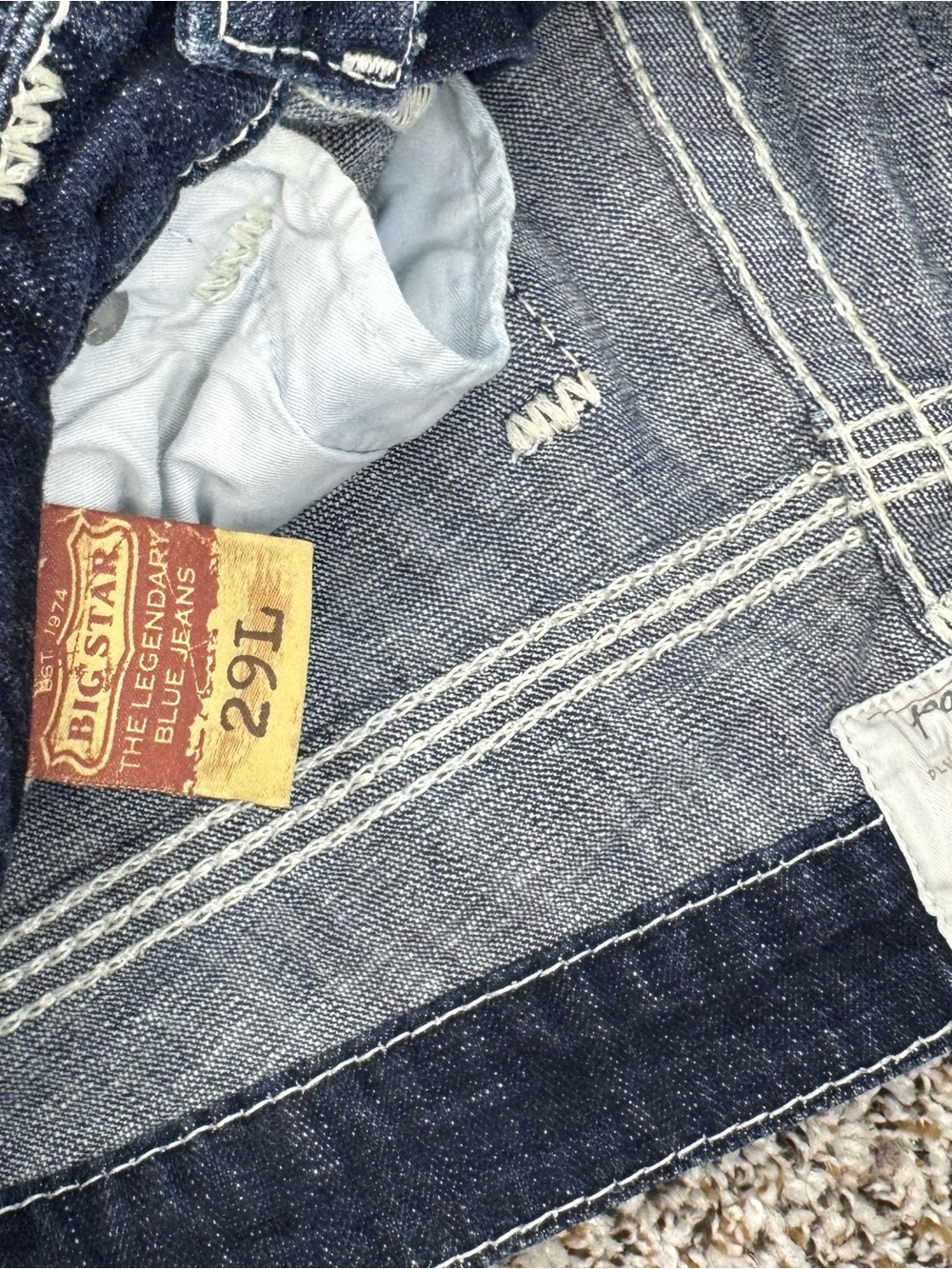 Big Star Maddie Bootcut Jeans Women’s 29L Dark Wash Thick Stitch Y2K - Picture 2 of 10